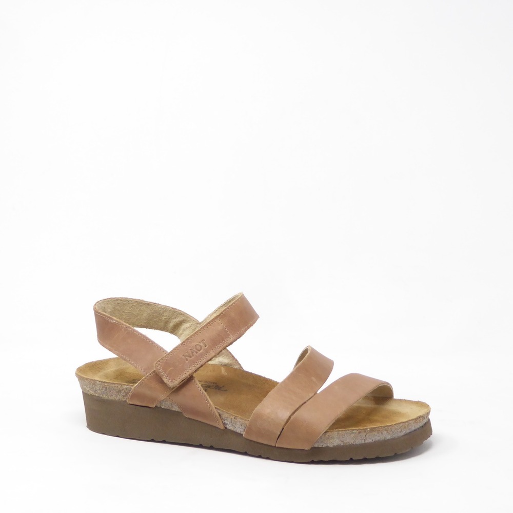 Naot Kayla Womens Sandals Tan Leather Strappy Comfort Cork Wedge 9